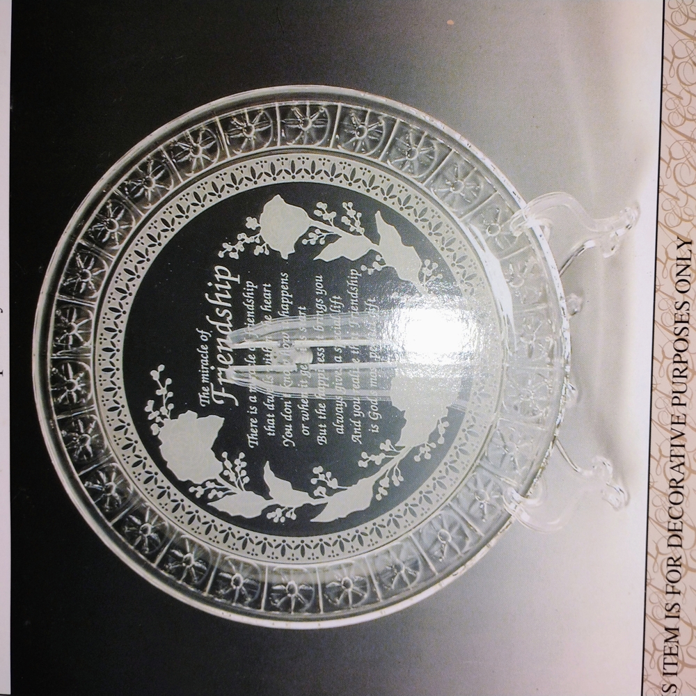 Vintage Crystal Plate, specifically "The Miracle of Friendship" 1970's In Box.